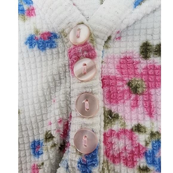 Intimate Essentials Super Soft Floral Print Long Sleeve V neck Loungewear W Med - Picture 3 of 11